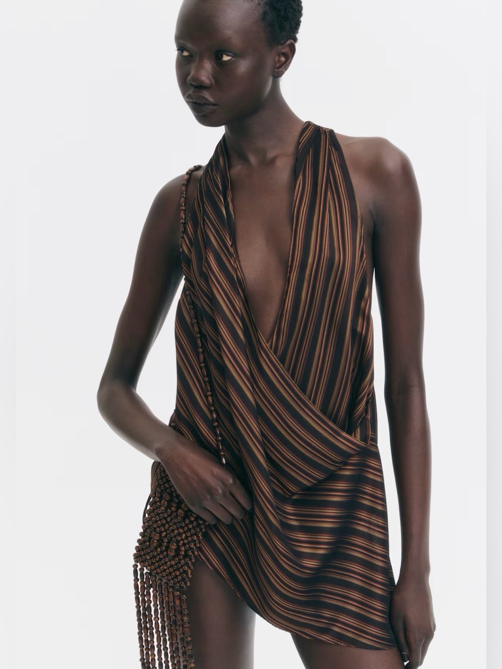 H&M Jacquard Weave Wrap Top Size medium NWT BROWN MULTI